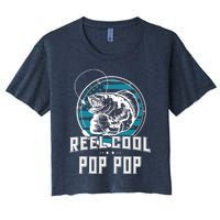 Gift For Fathers Day Tee - Reel Cool Pop Pop Fishing Women's Crop Top Tee