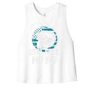 Gift For Fathers Day Tee - Reel Cool Pop Pop Fishing Women's Racerback Cropped Tank