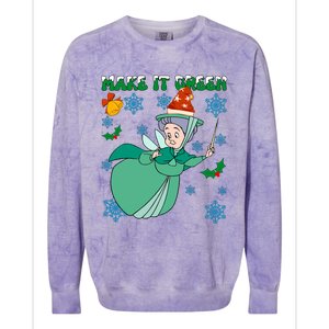 Good Fairy Fauna Make It Green Fauna Christmas Lights Colorblast Crewneck Sweatshirt