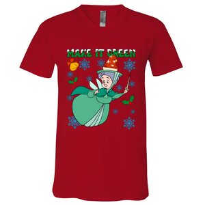 Good Fairy Fauna Make It Green Fauna Christmas Lights V-Neck T-Shirt