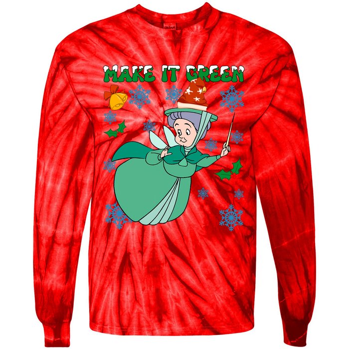 Good Fairy Fauna Make It Green Fauna Christmas Lights Tie-Dye Long Sleeve Shirt