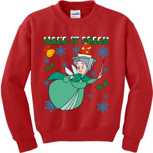 Good Fairy Fauna Make It Green Fauna Christmas Lights Kids Sweatshirt