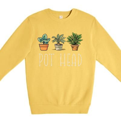 Gardening Farmer Funny Pot Head Plants Gardener Mom Premium Crewneck Sweatshirt