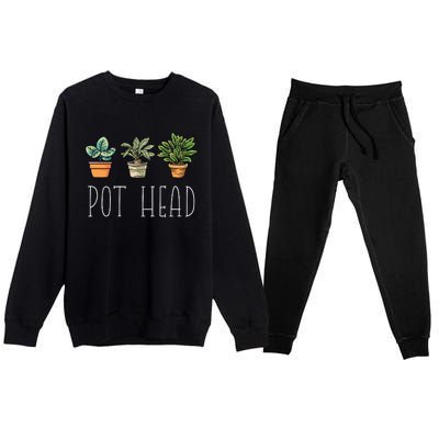 Gardening Farmer Funny Pot Head Plants Gardener Mom Premium Crewneck Sweatsuit Set