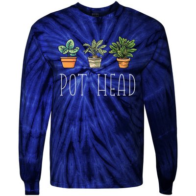 Gardening Farmer Funny Pot Head Plants Gardener Mom Tie-Dye Long Sleeve Shirt