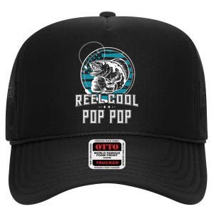 Gift For Fathers Day Reel Cool Pop Pop Fishing High Crown Mesh Back Trucker Hat