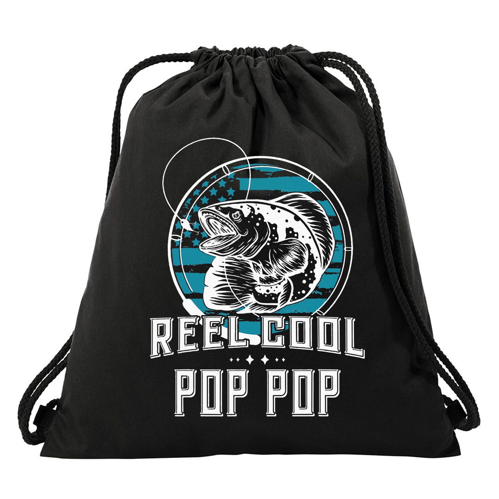Gift For Fathers Day Reel Cool Pop Pop Fishing Drawstring Bag