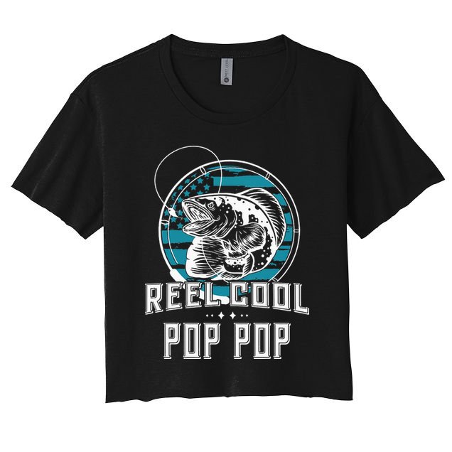 Gift For Fathers Day Reel Cool Pop Pop Fishing Crop Top