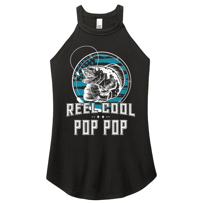 Gift For Fathers Day Reel Cool Pop Pop Fishing Women's Perfect Tri Rocker Tank