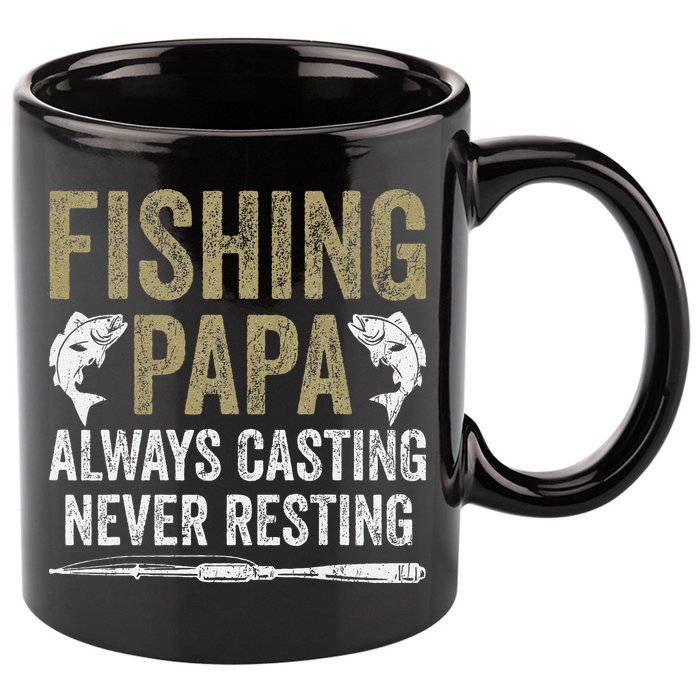 Grandpa Fishing Fishing Papa Always Casting Never Resting .Png 11oz C Handle Ceramic Mug