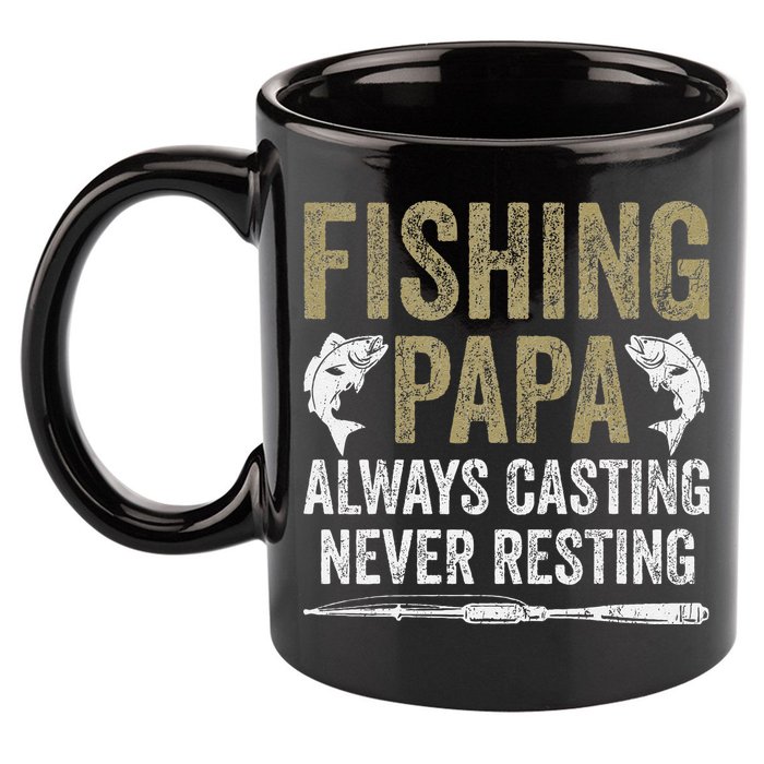 Grandpa Fishing Fishing Papa Always Casting Never Resting .Png 11oz C Handle Ceramic Mug