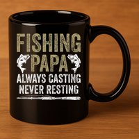 Grandpa Fishing Fishing Papa Always Casting Never Resting .Png 11oz C Handle Ceramic Mug