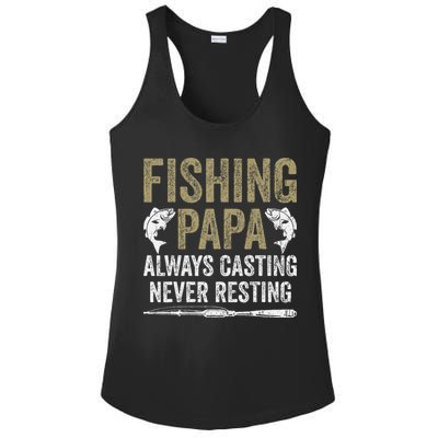 Grandpa Fishing Fishing Papa Always Casting Never Resting .Png Ladies PosiCharge Competitor Racerback Tank