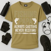 Grandpa Fishing Fishing Papa Always Casting Never Resting .Png Cooling Performance Crew T-Shirt
