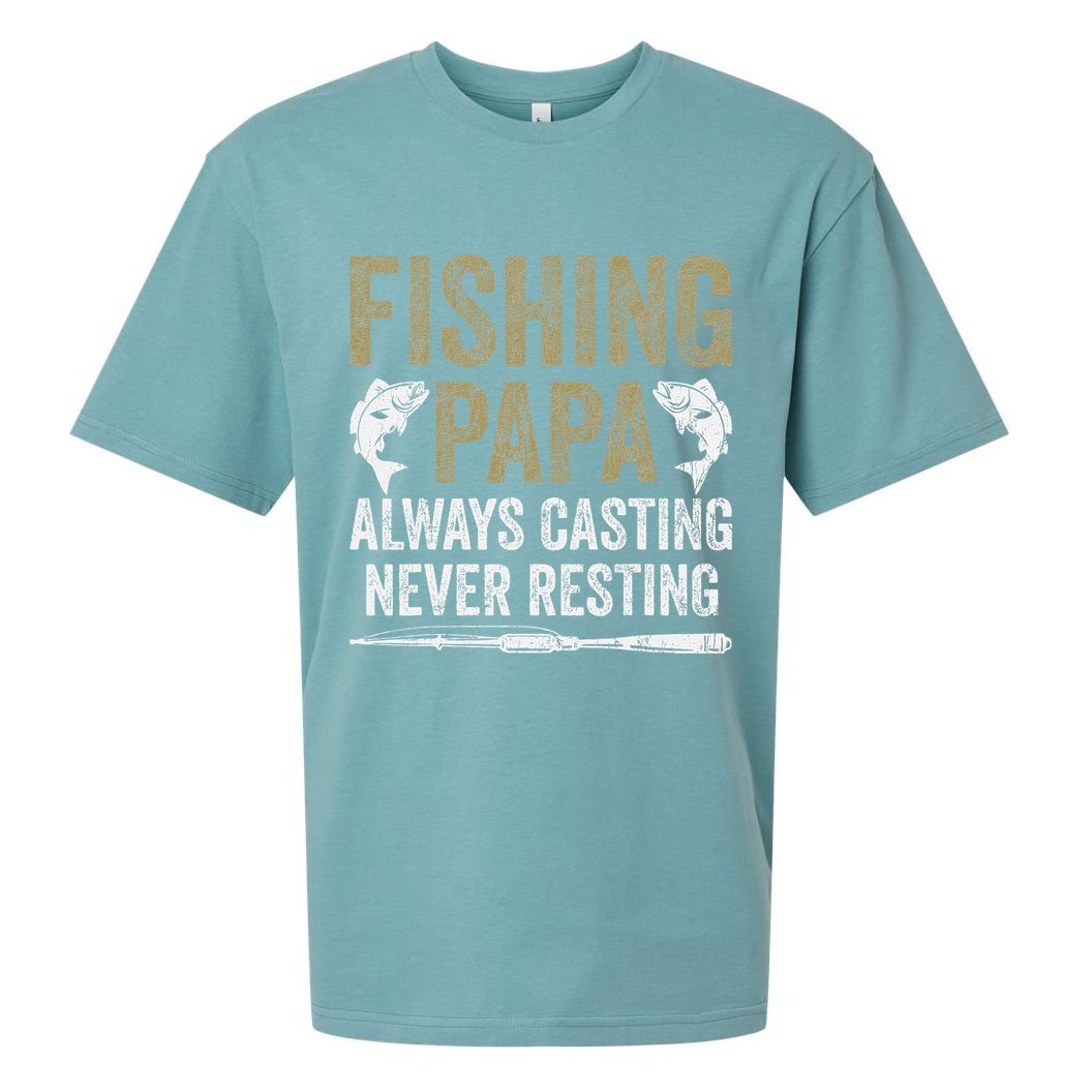 Grandpa Fishing Fishing Papa Always Casting Never Resting .Png Sueded Cloud Jersey T-Shirt