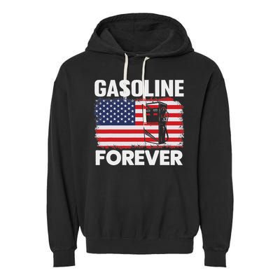 G.A.S.O.L.I.N.E Forever Funny Gas Cars Lover Patriotic Usa Flag Garment-Dyed Fleece Hoodie