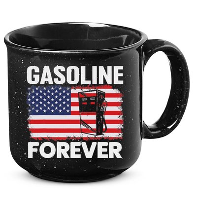 G.A.S.O.L.I.N.E Forever Funny Gas Cars Lover Patriotic Usa Flag 15oz Campfire Ceramic Mug