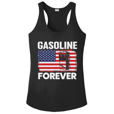 G.A.S.O.L.I.N.E Forever Funny Gas Cars Lover Patriotic Usa Flag Ladies PosiCharge Competitor Racerback Tank