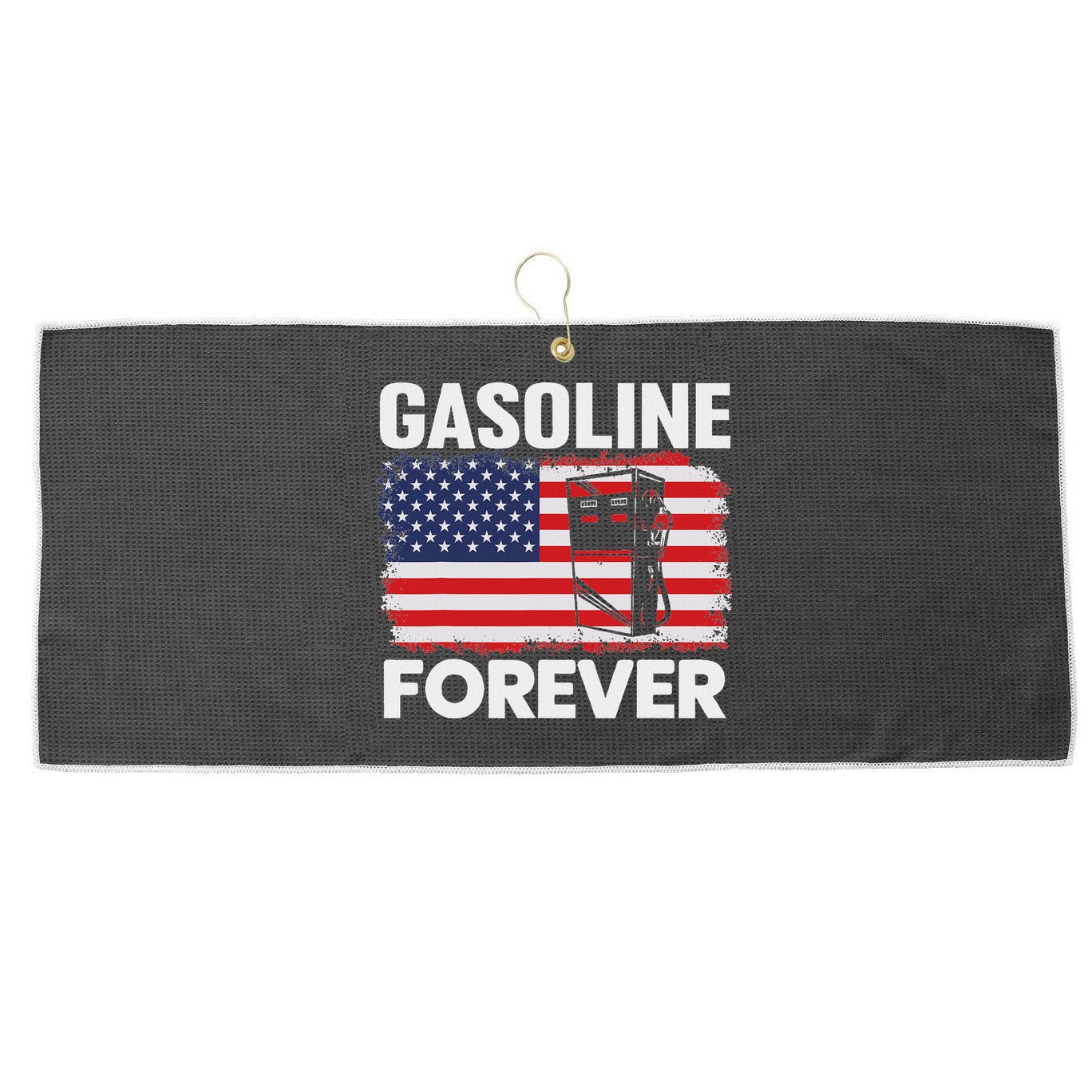 G.A.S.O.L.I.N.E Forever Funny Gas Cars Lover Patriotic Usa Flag Large Microfiber Waffle Golf Towel