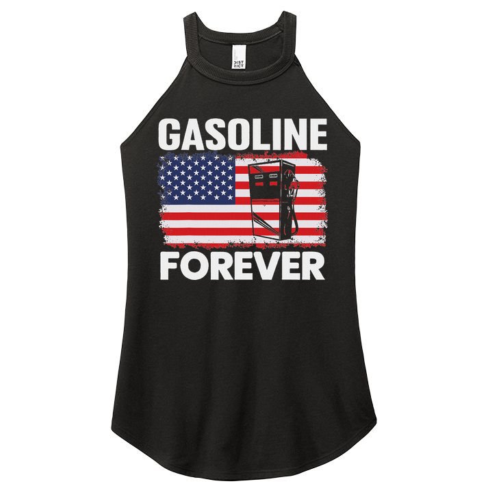 G.A.S.O.L.I.N.E Forever Funny Gas Cars Lover Patriotic Usa Flag Women's Perfect Tri Rocker Tank