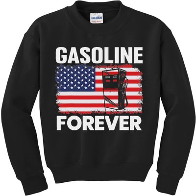 G.A.S.O.L.I.N.E Forever Funny Gas Cars Lover Patriotic Usa Flag Kids Sweatshirt