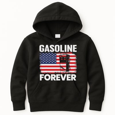 G.A.S.O.L.I.N.E Forever Funny Gas Cars Lover Patriotic Usa Flag Kids Hoodie