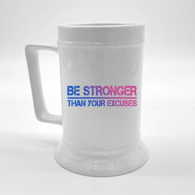 Gym Fitness Funny Gift Motivational Be Stronger Than Your Excuses Cool Gift Beer Stein