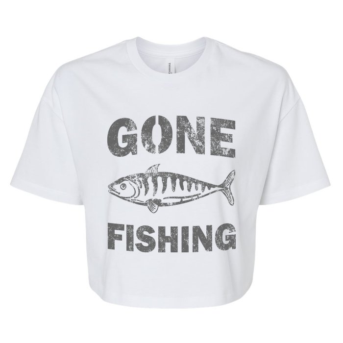 Gone Fishin Funny Bass Fishing Bella+Canvas Jersey Crop Tee