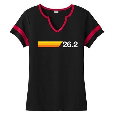 Gift For First Marathon 262 Marathoner Retro Runner Ladies Halftime Notch Neck Tee