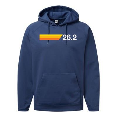 Gift For First Marathon 262 Marathoner Retro Runner Performance Fleece Hoodie