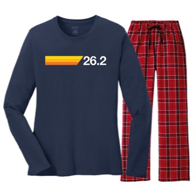 Gift For First Marathon 262 Marathoner Retro Runner Women's Long Sleeve Flannel Pajama Set 