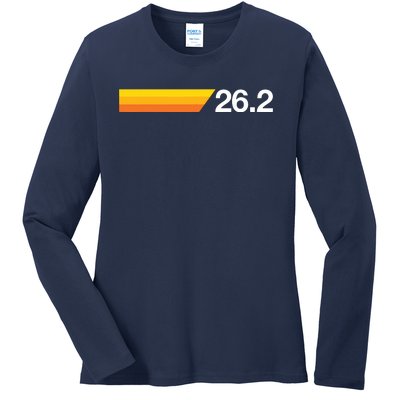 Gift For First Marathon 262 Marathoner Retro Runner Ladies Long Sleeve Shirt