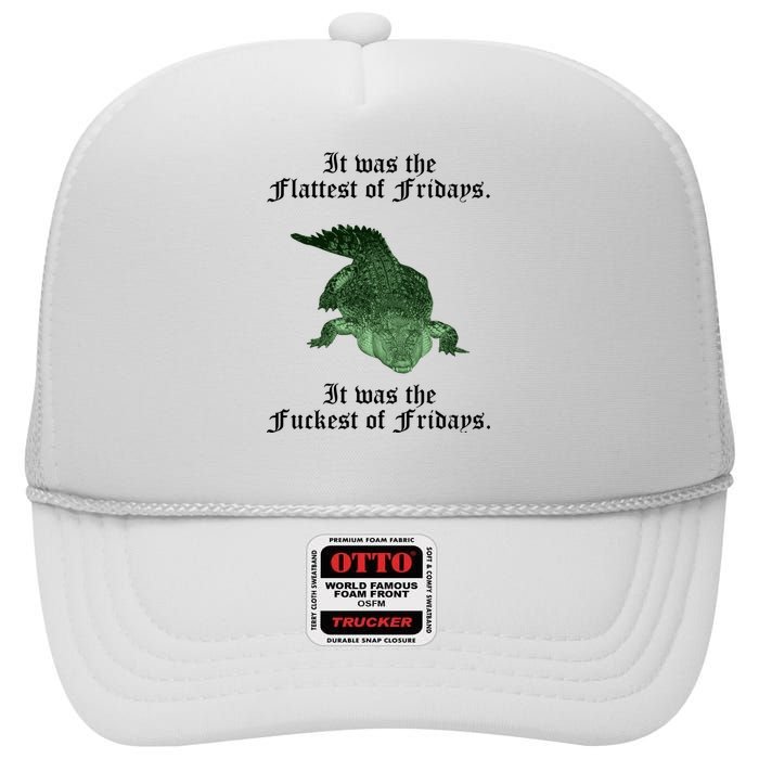 Gator Flat Fuck Friday's Funny High Crown Mesh Back Trucker Hat