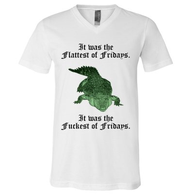 Gator Flat Fuck Friday's Funny V-Neck T-Shirt