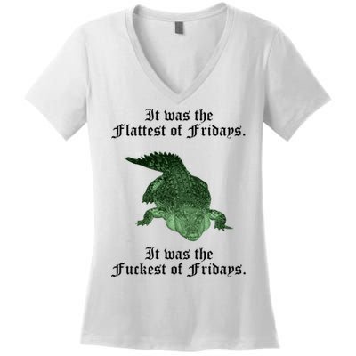 Gator Flat Fuck Friday's Funny Women's V-Neck T-Shirt