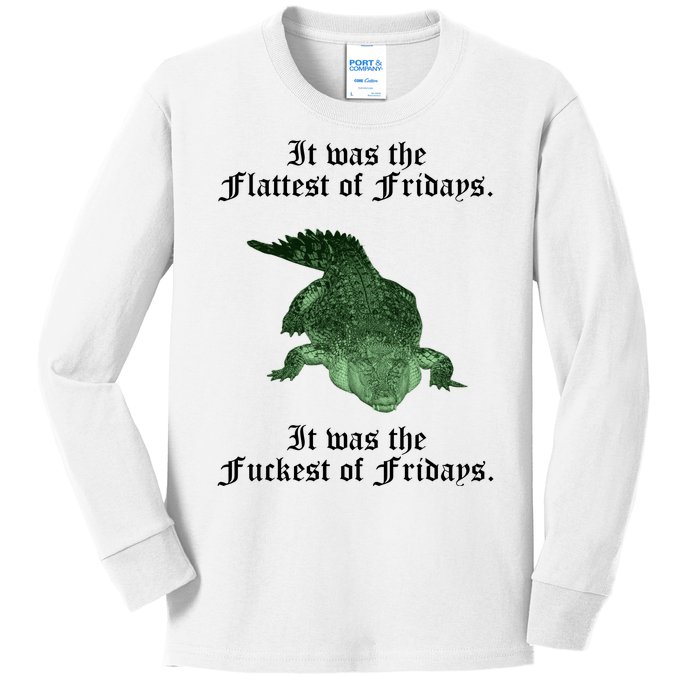 Gator Flat Fuck Friday's Funny Kids Long Sleeve Shirt