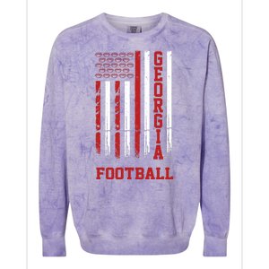 Georgia Football Fan American Flag Colorblast Crewneck Sweatshirt