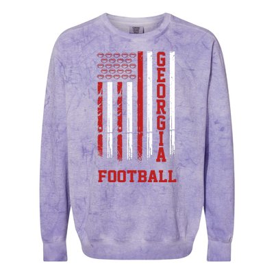 Georgia Football Fan American Flag Colorblast Crewneck Sweatshirt