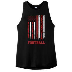 Georgia Football Fan American Flag Ladies PosiCharge Tri-Blend Wicking Tank