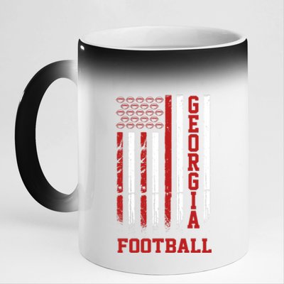 Georgia Football Fan American Flag 11oz Black Color Changing Mug