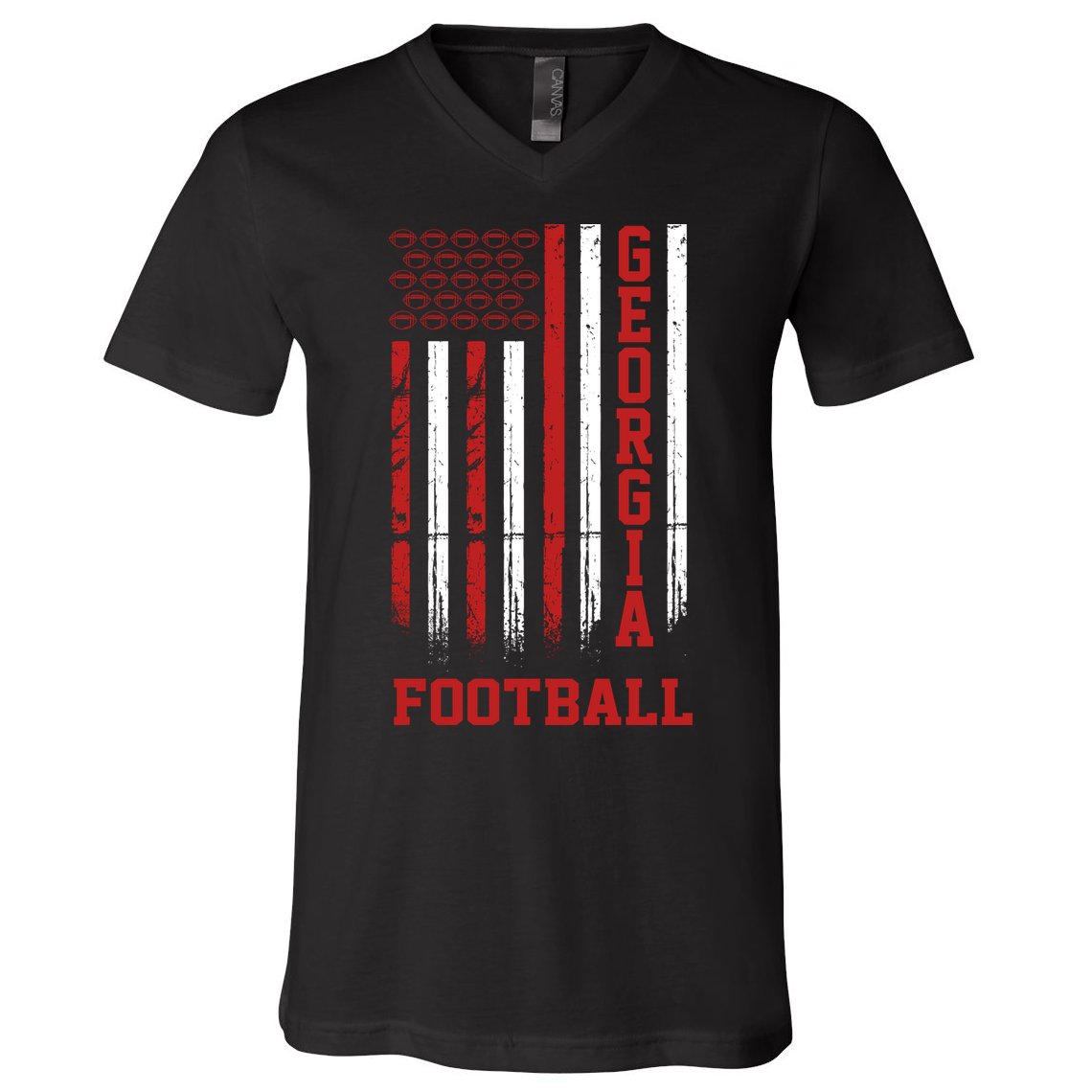 Georgia Football Fan American Flag V-Neck T-Shirt