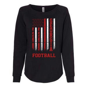 Georgia Football Fan American Flag Womens California Wash Sweatshirt