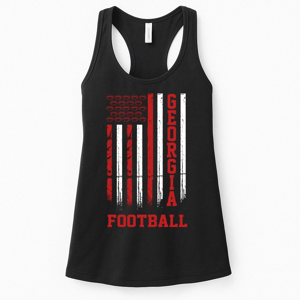 Georgia Football Fan American Flag Womens Tank Top