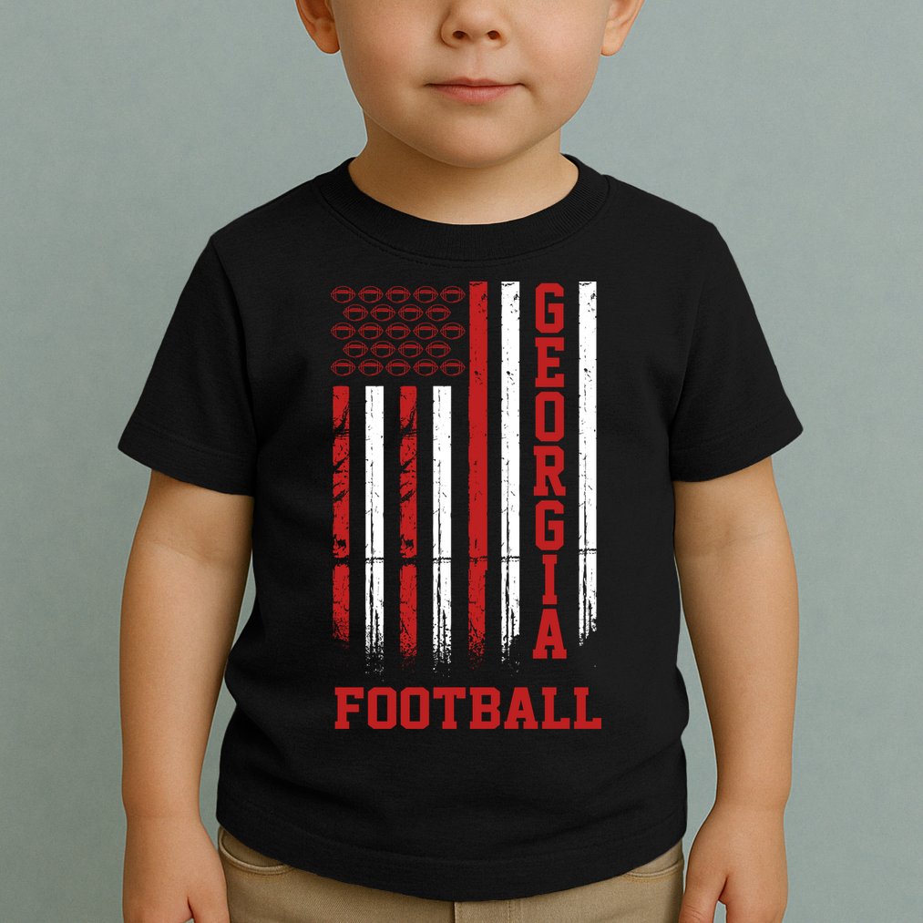 Georgia Football Fan American Flag Toddler T-Shirt
