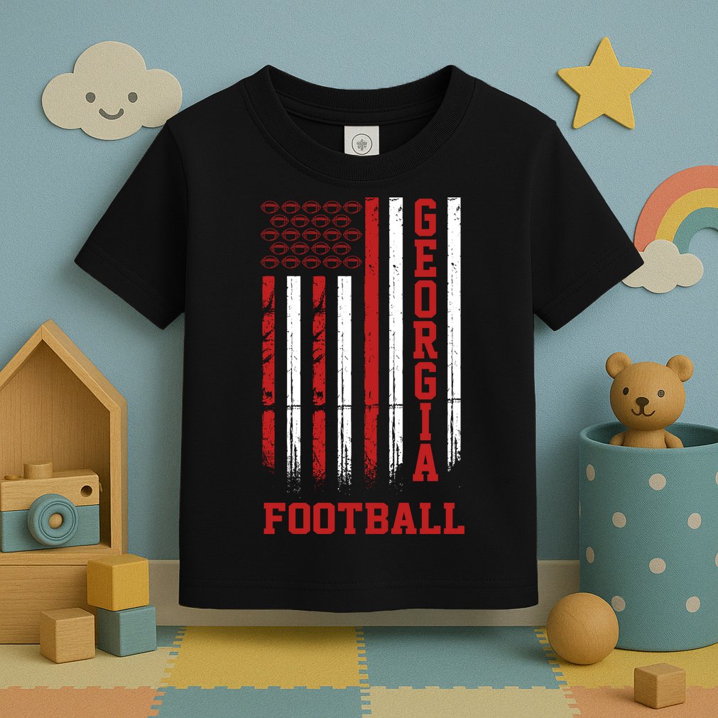 Georgia Football Fan American Flag Toddler T-Shirt