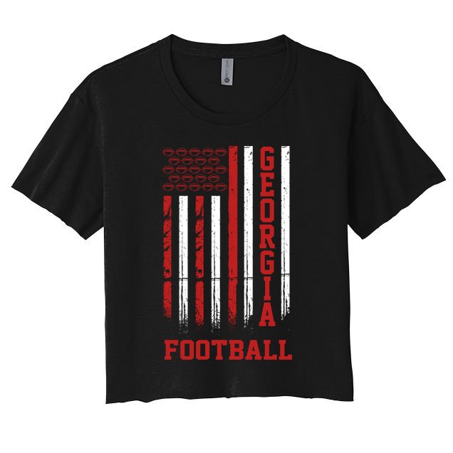 Georgia Football Fan American Flag Crop Top