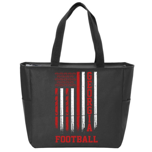 Georgia Football Fan American Flag Zip Tote Bag