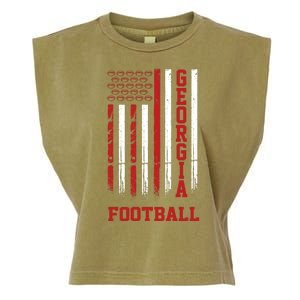 Georgia Football Fan American Flag Garment-Dyed Women's Muscle Tee