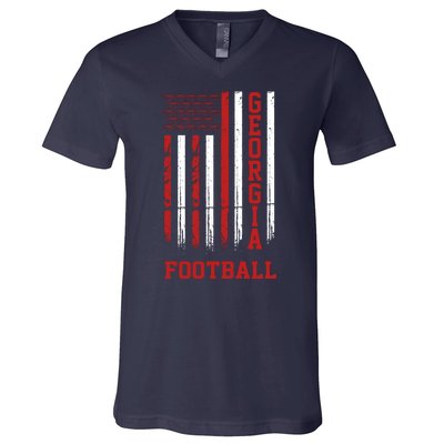 Georgia Football Fan American Flag V-Neck T-Shirt