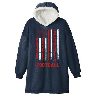 Georgia Football Fan American Flag Hooded Wearable Blanket